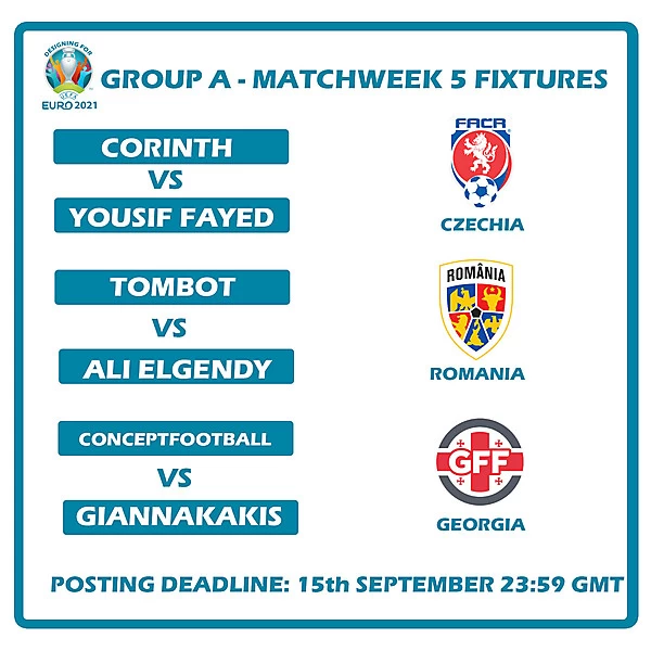 Group A Fixtures Matchweek 5
