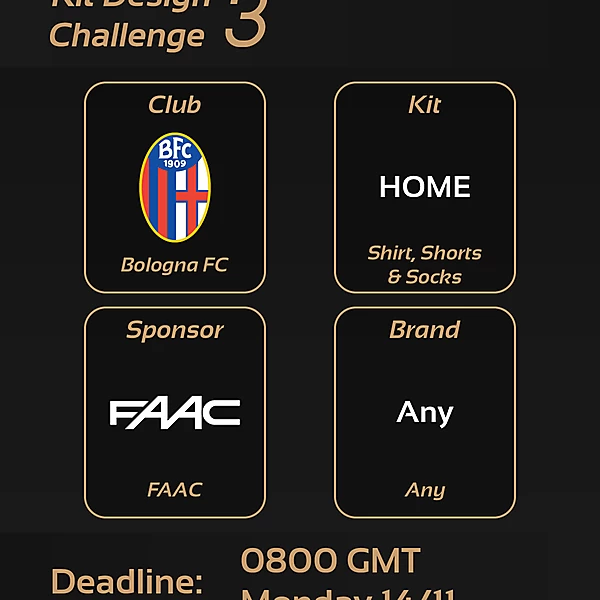 Kit Design Challenge: 3 - Bologna FC Home Kit